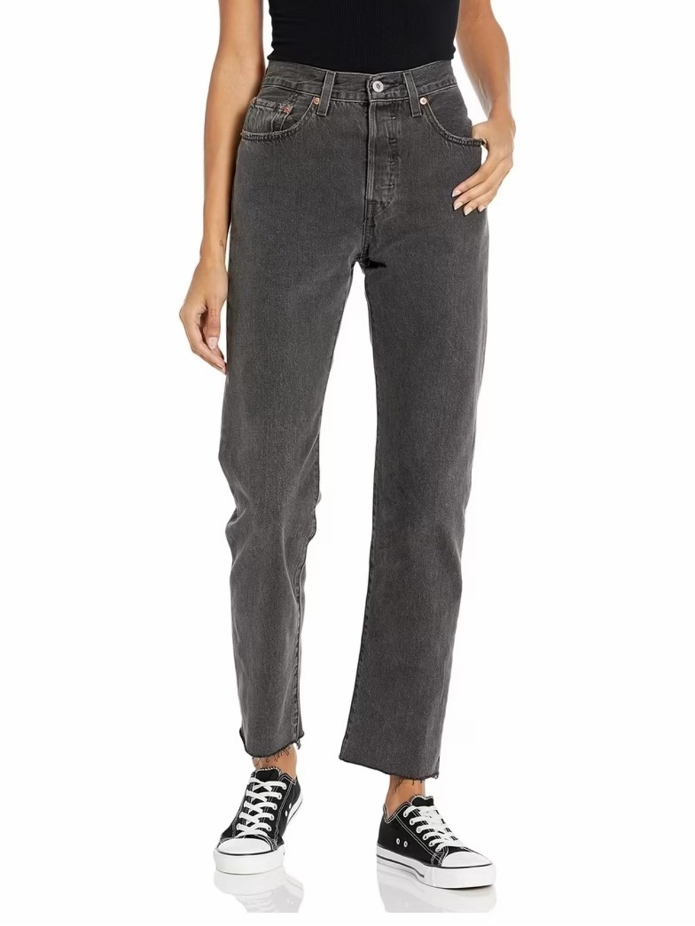 Levi’s 501 Original Jeans Women’s 27 Black Stonewash Raw Hem High Rise